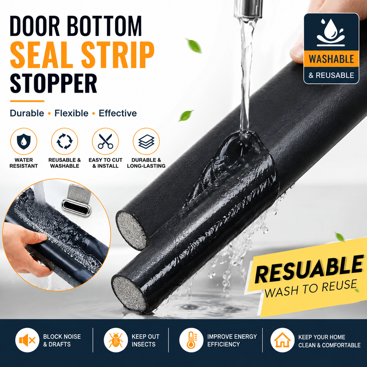 Door Bottom Seal Strip Stopper - Pack of 4
