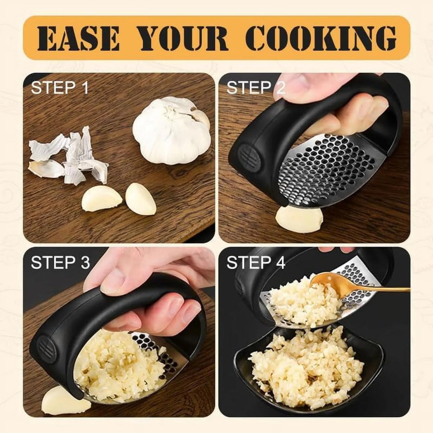 Stainless Steel Garlic Crusher