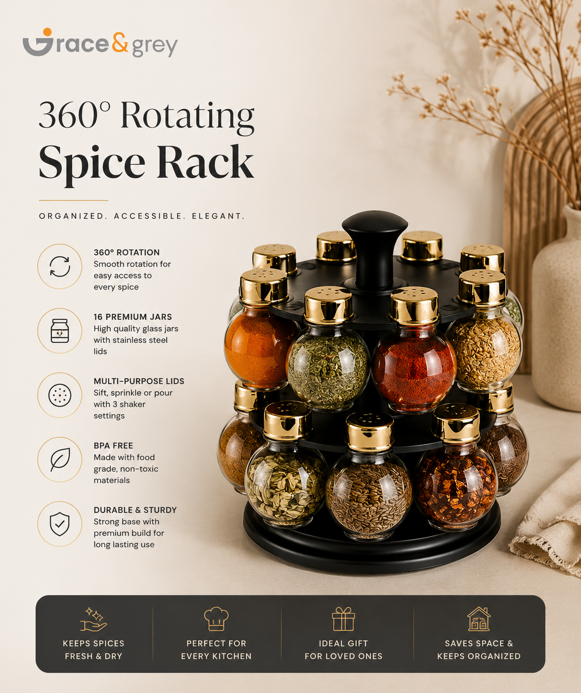 Revolving Spice Rack Pack of 20