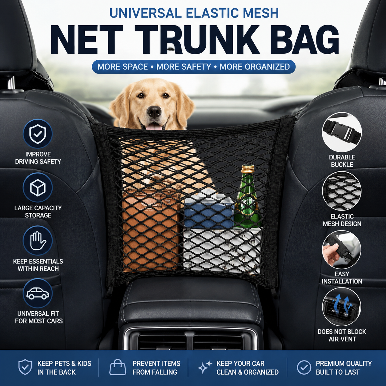 Universal 3 Layer Car Mesh Organizer