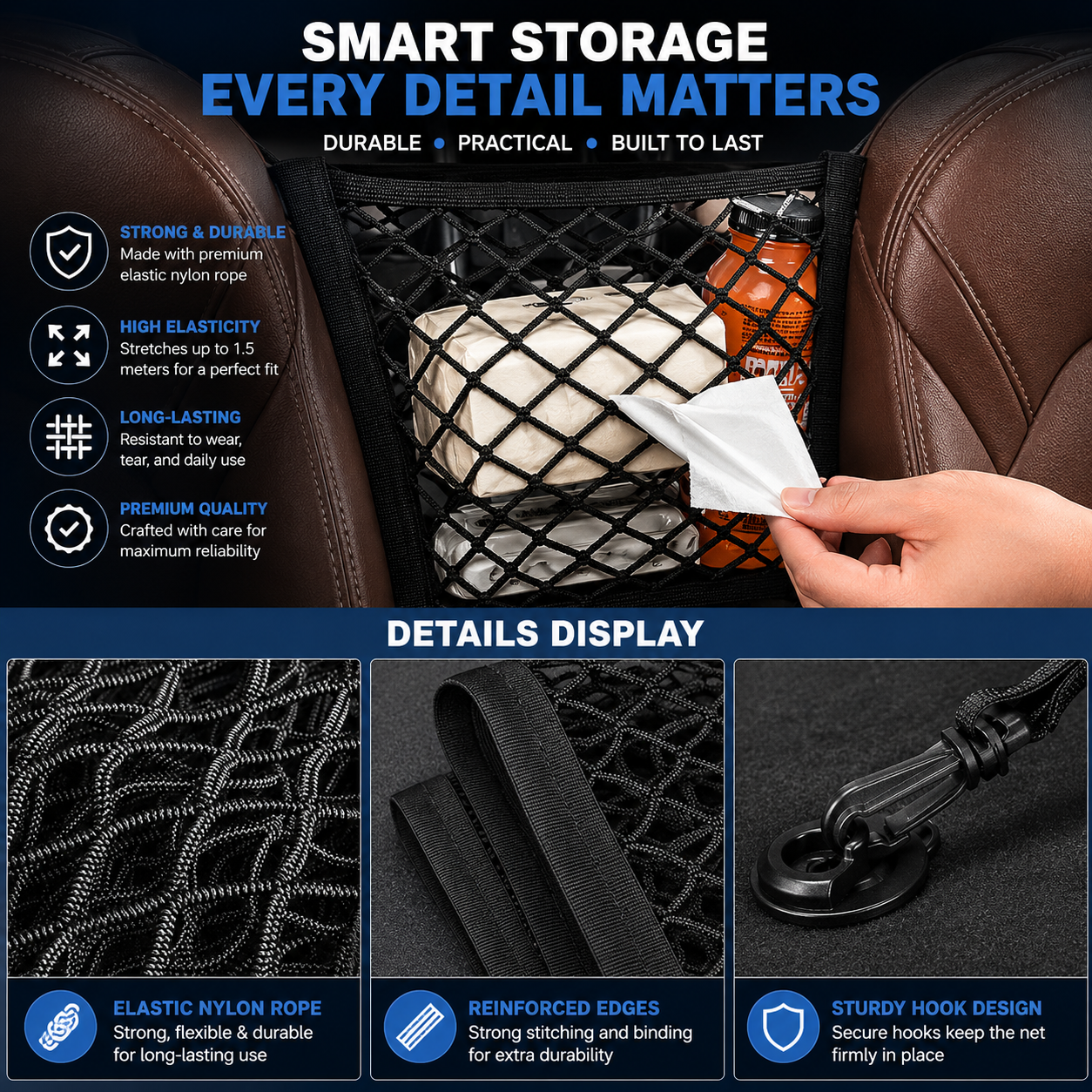 Universal 3 Layer Car Mesh Organizer