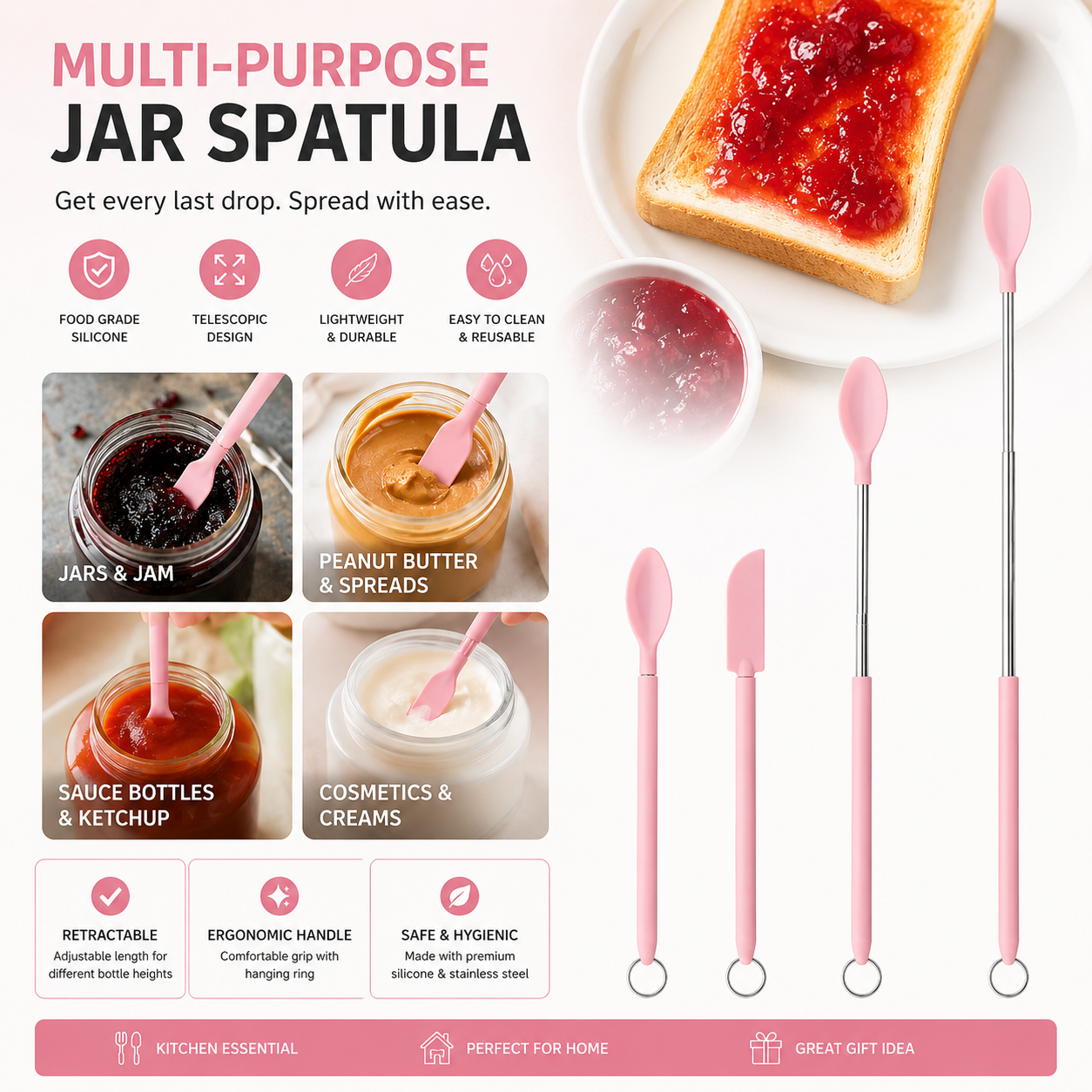 Mini Silicone Telescopic Spatula Pack of 2