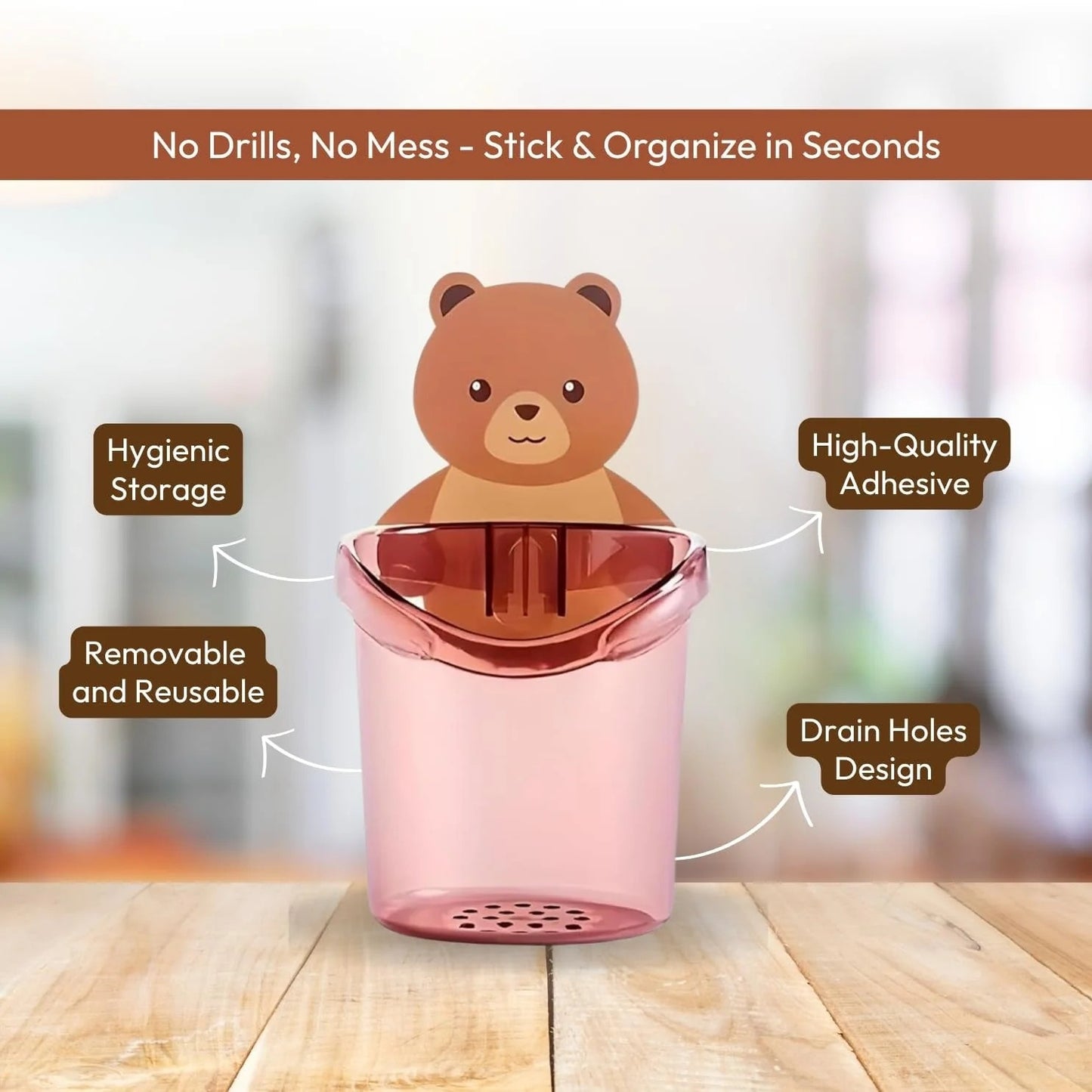 Cute Teddy Bear Kids Toothbrush Holder | BUY 1 GET 1