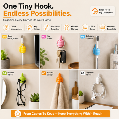 Thumb Wall Hook Organizer - Pack Of 10