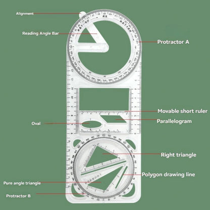 Multifunctional Geometry Ruler – Ideal for Math & Craftwork