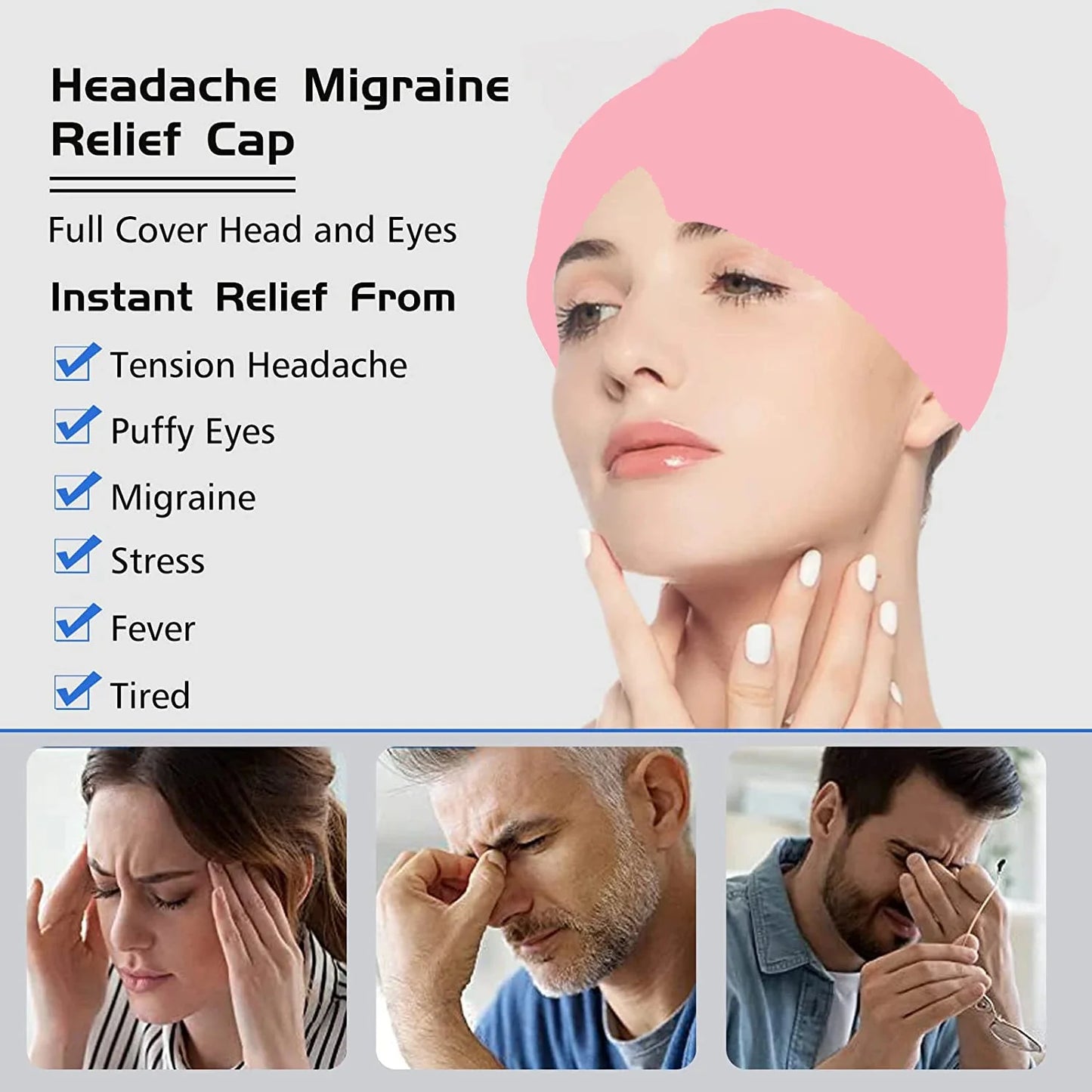 Migraine Relief Cap – Hot & Cold Therapy Headache Cap for Migraine, Sinus & Tension Relief