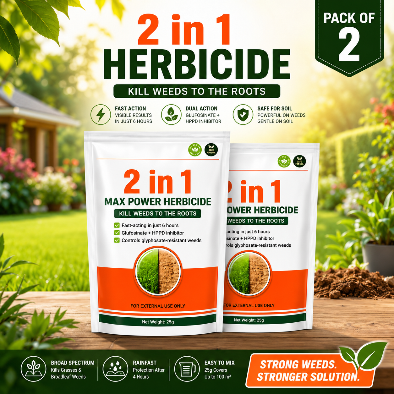Max Power Dual Action Weed Killer (Pack of 2) | Fast Visible Results