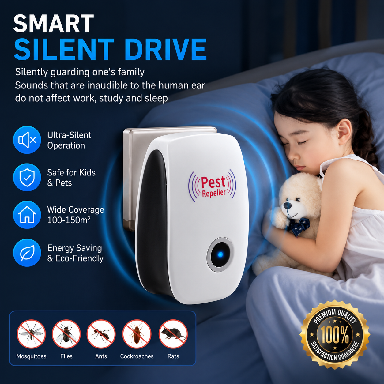 Ultrasonic Repeller Reject Mosquito Killer Light
