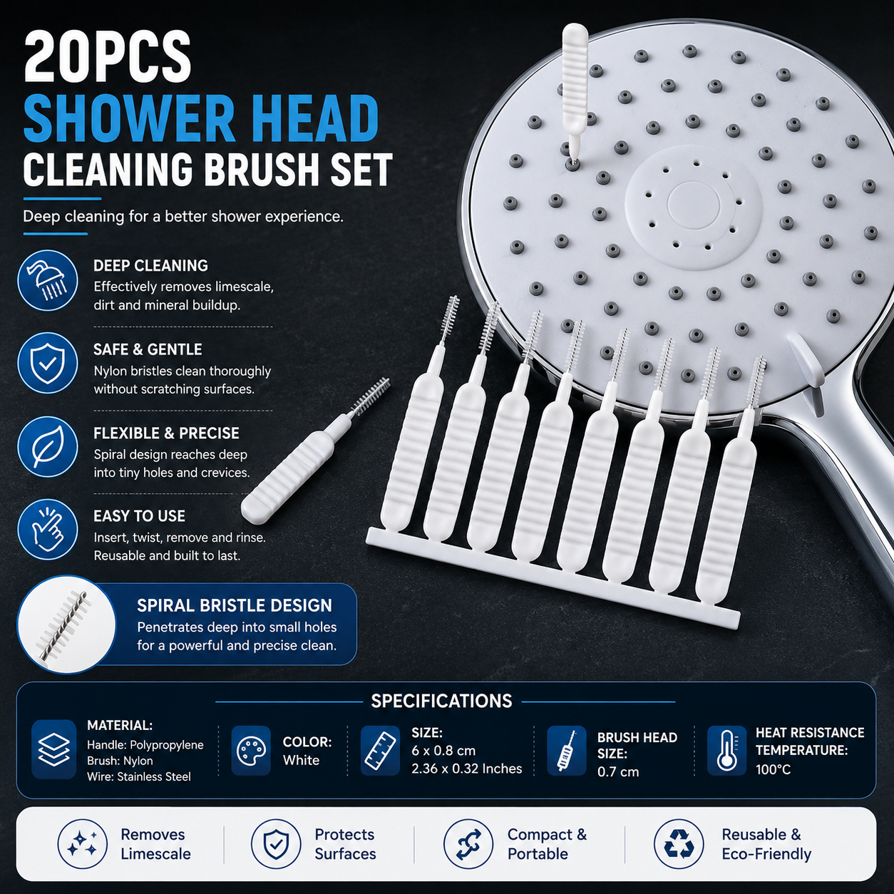 Disposable Shower Head Cleaning Brush - Pack Of 10