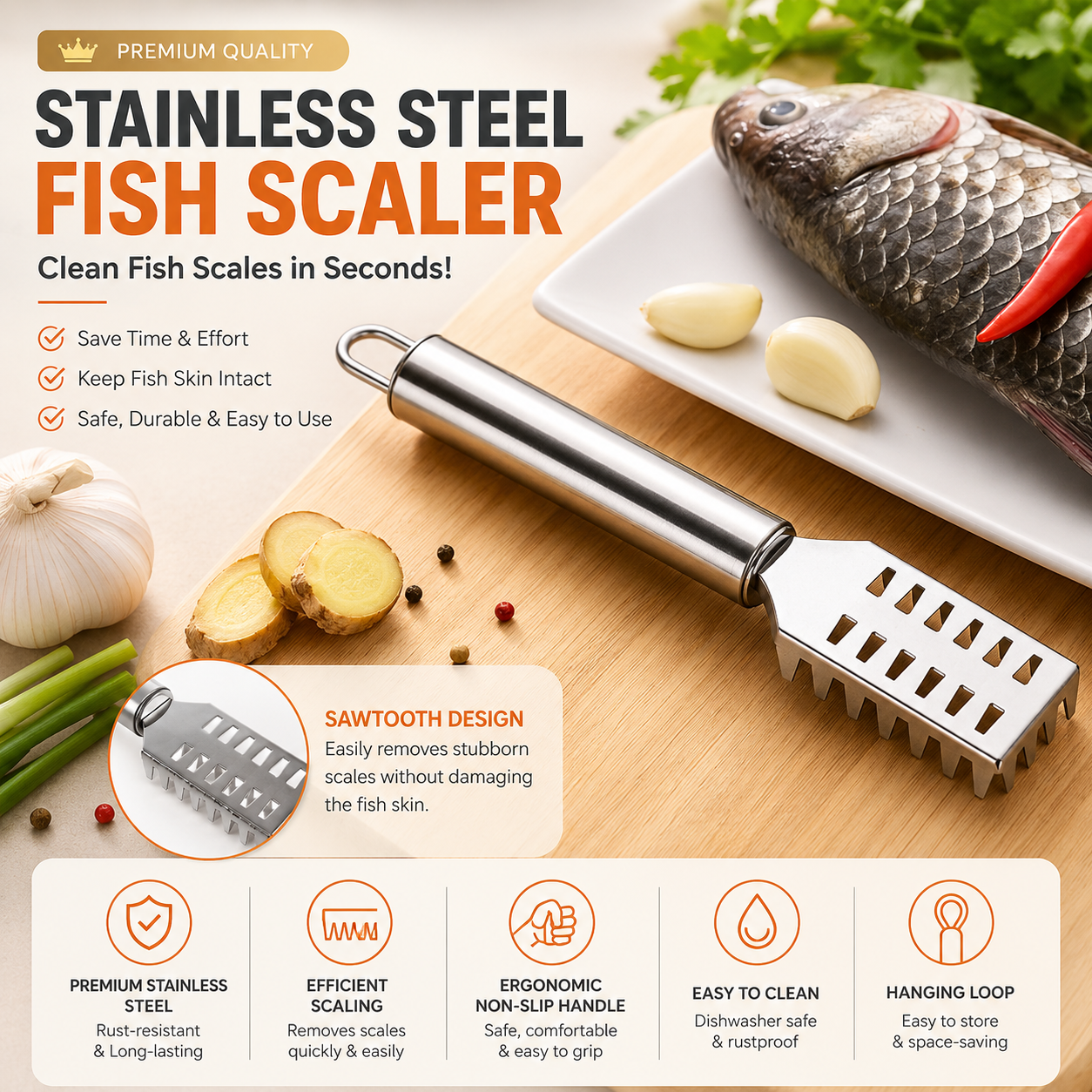 Stainless Steel Fish Scaler Pro