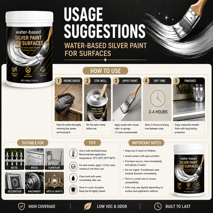 Water-Based Silver Paint for Metal & Wood - 400ml