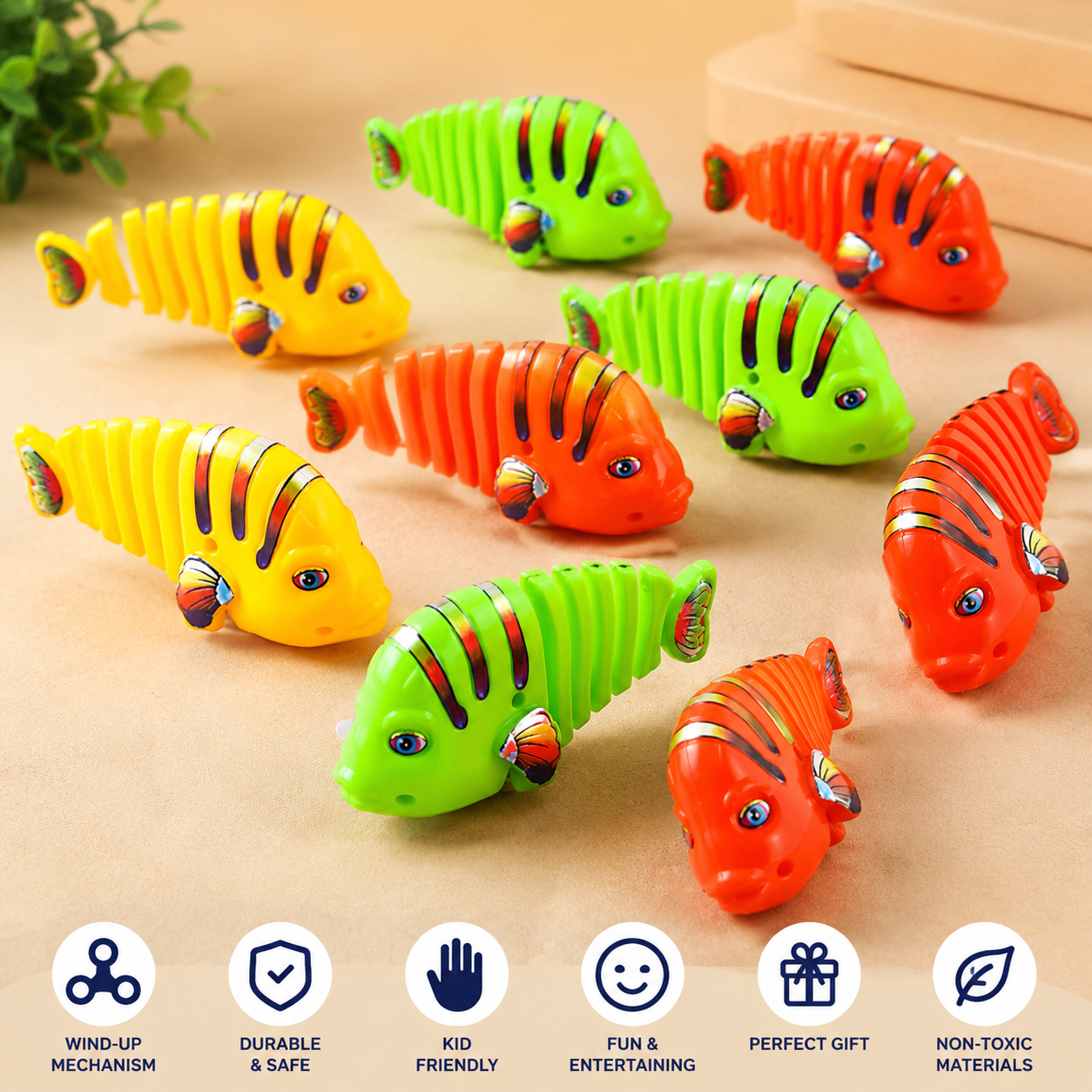 Plastic Wind-Up Wiggle Fish Toys