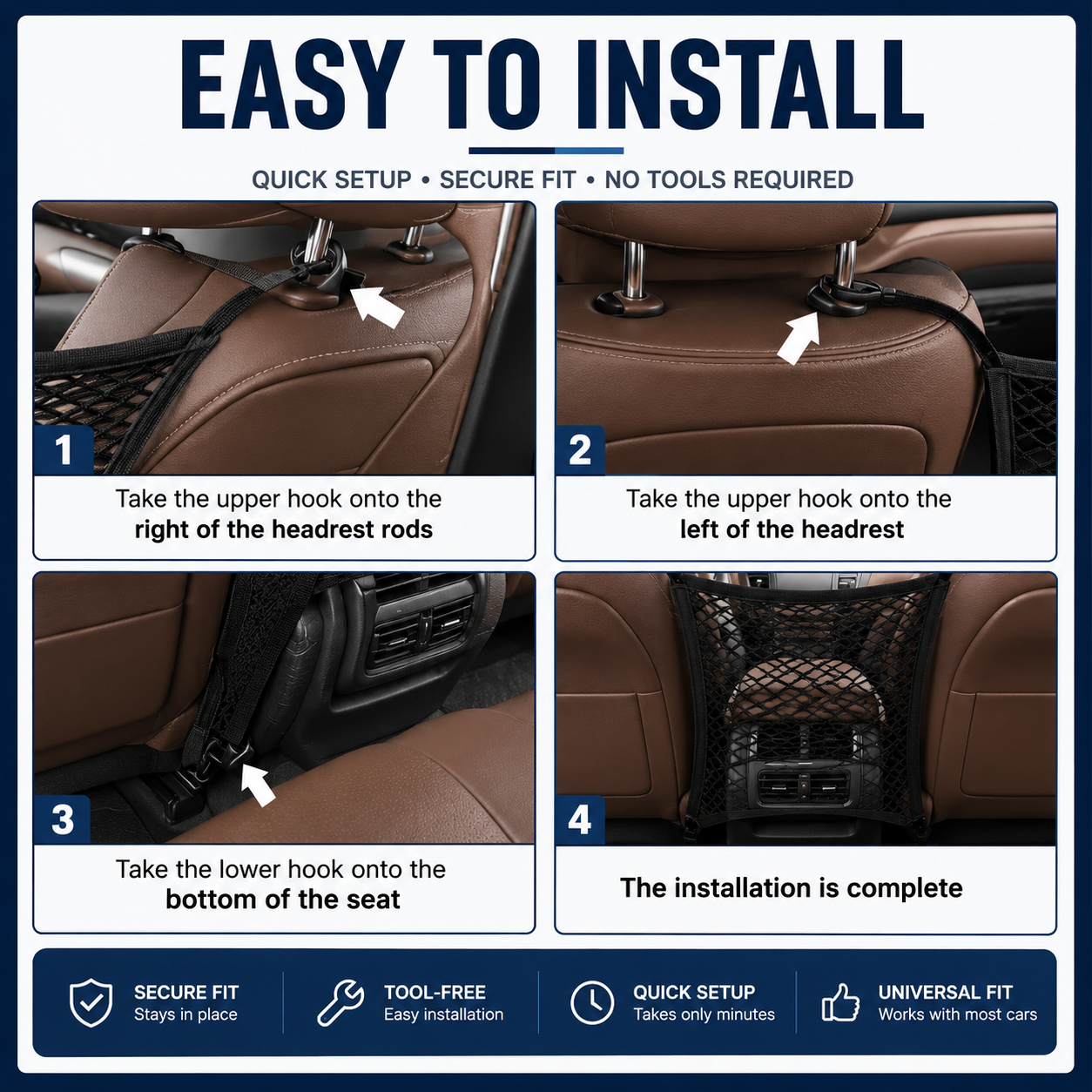Universal 3 Layer Car Mesh Organizer