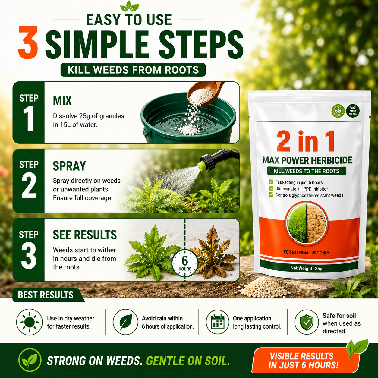 Max Power Dual Action Weed Killer (Pack of 2) | Fast Visible Results