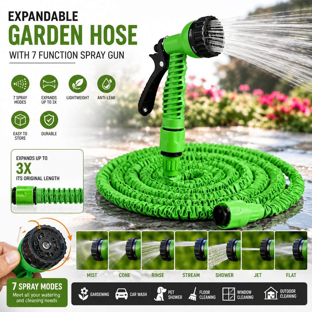Magic Hose Pipe With 7 Spray Gun Functions