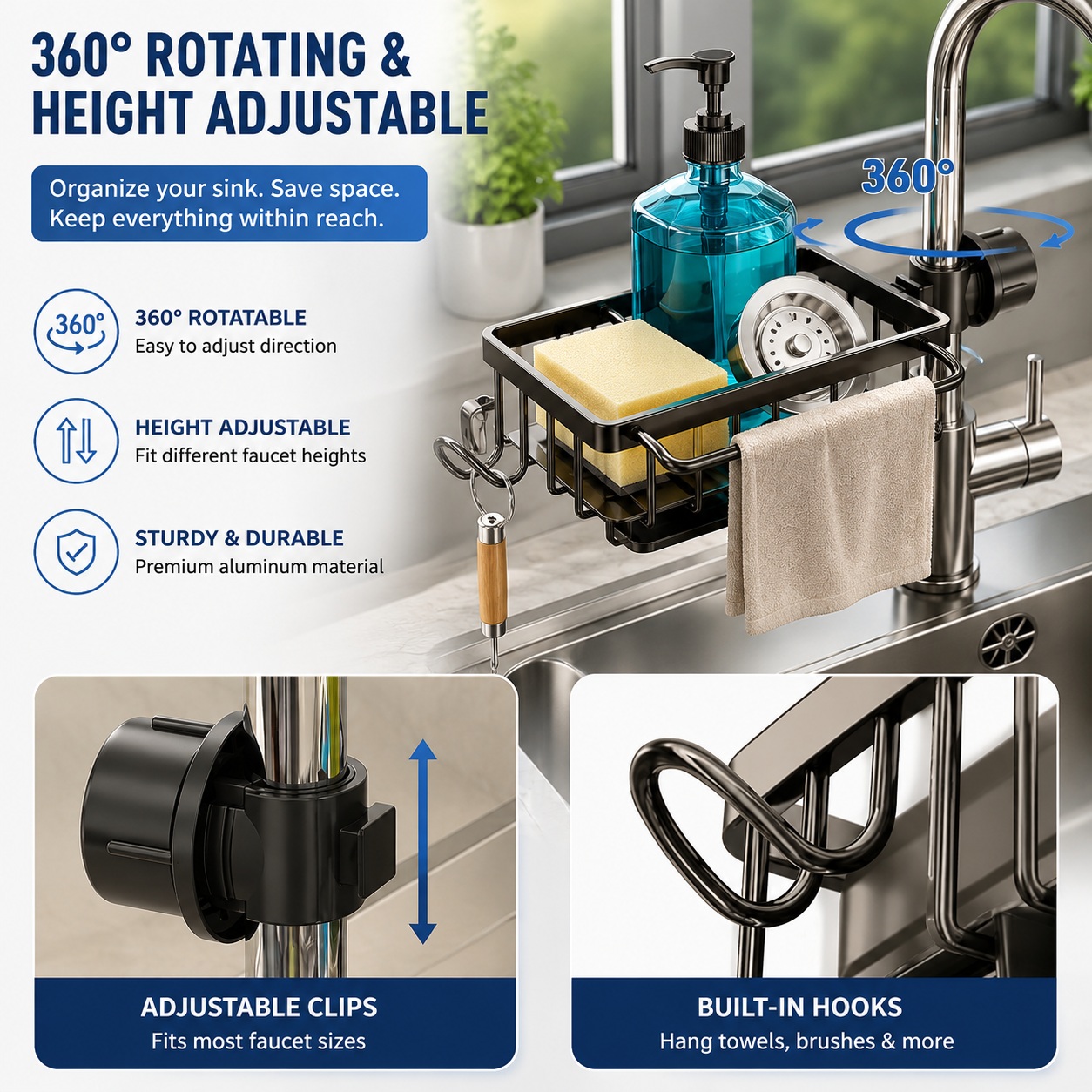 Kitchen Sink Faucet Organizer