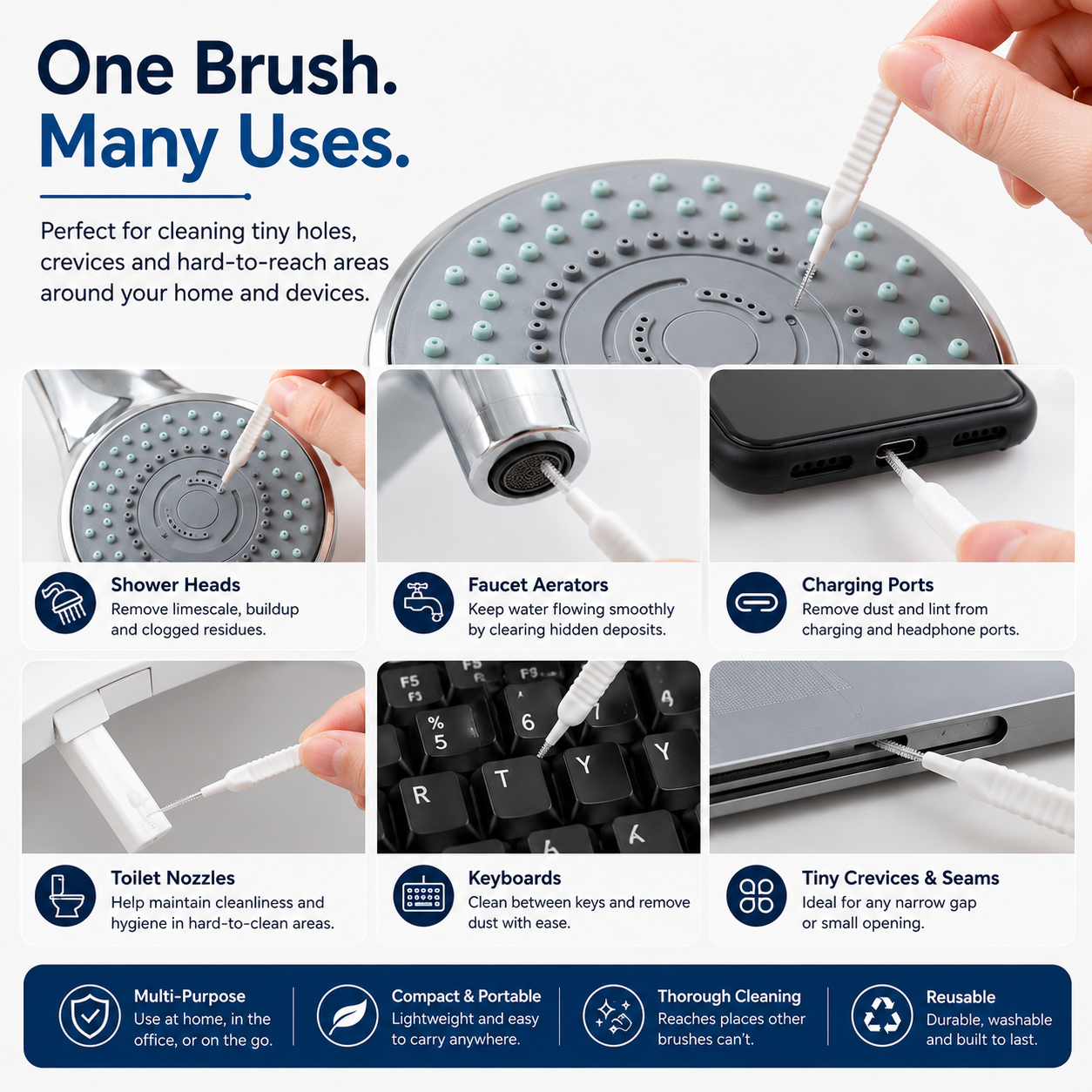 Disposable Shower Head Cleaning Brush - Pack Of 10