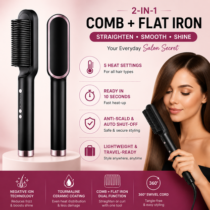 Negative Ion Hair Straightener Styling Comb
