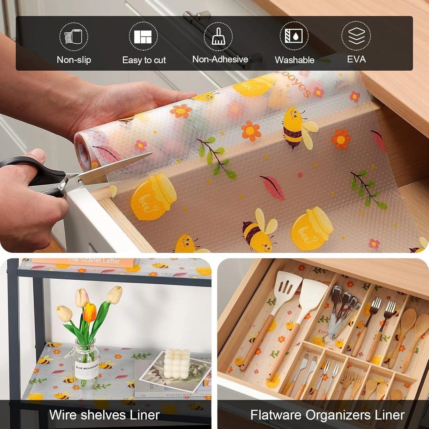 Anti-Slip Waterproof Cabinet & Drawer Liner (Random Prints)