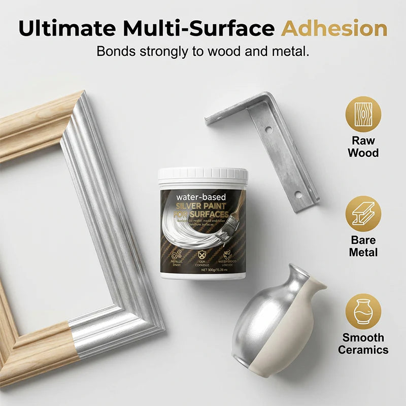 Water-Based Silver Paint for Metal & Wood - 400ml