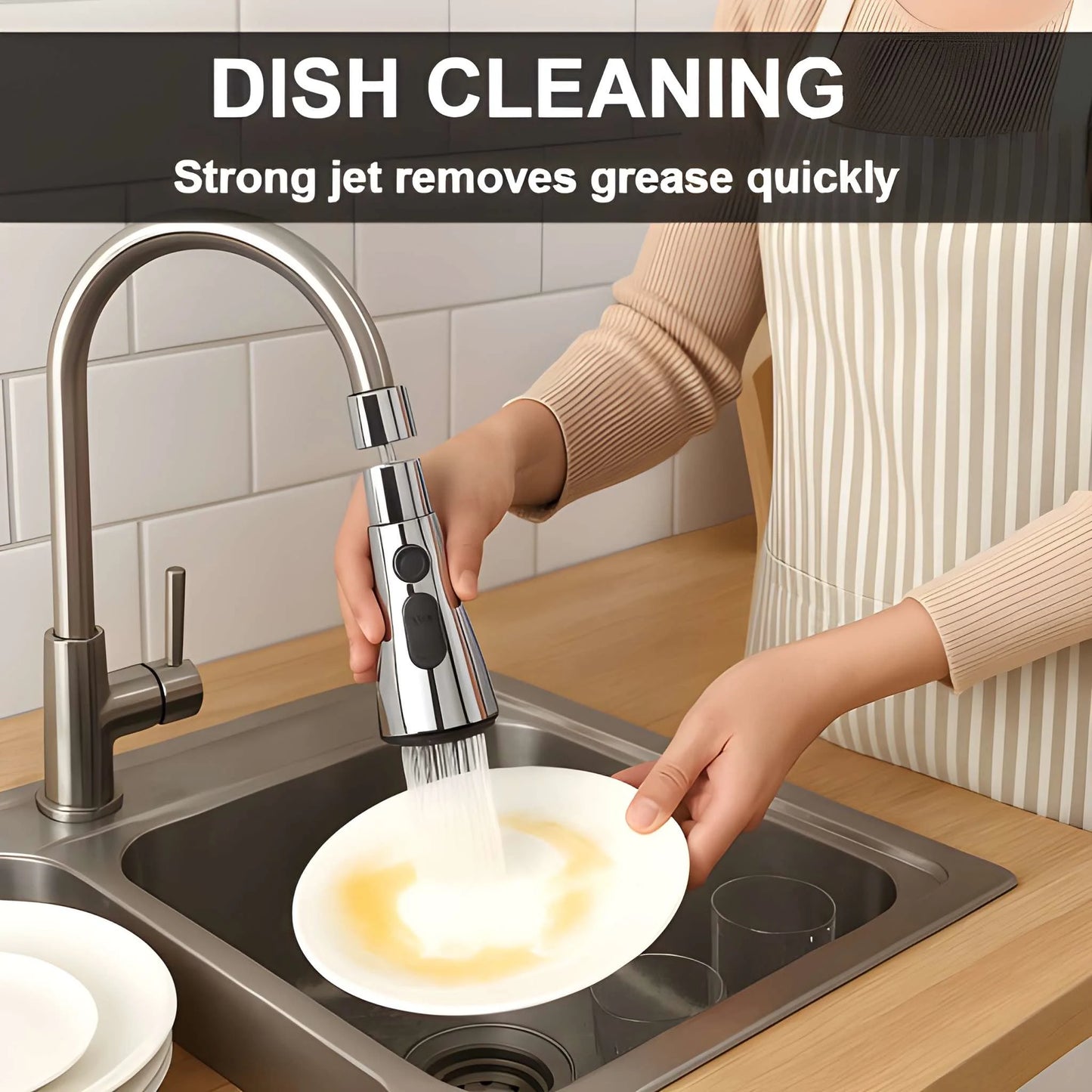 3-Function Pull Down Kitchen Faucet – 360° Rotating Sink Sprayer Tap (1 Pc)